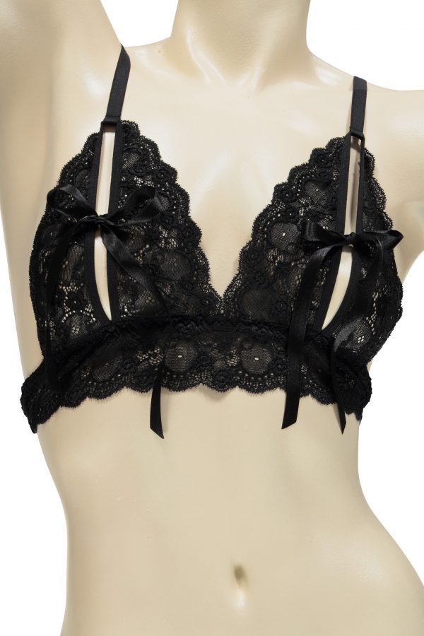 SHOP OUR LINGERIE LETTERS - BLACK BRALETTE & CRISSCROSS BRIEF SET ONLINE SOUTH AFRICA.