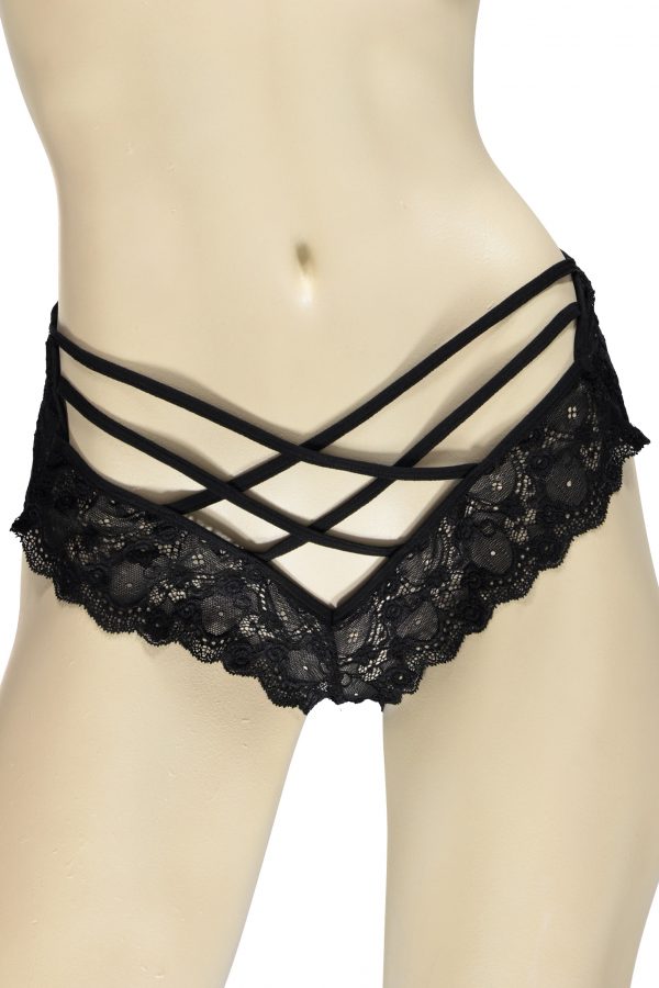 SHOP OUR LINGERIE LETTERS - BLACK BRALETTE & CRISSCROSS BRIEF SET ONLINE SOUTH AFRICA.
