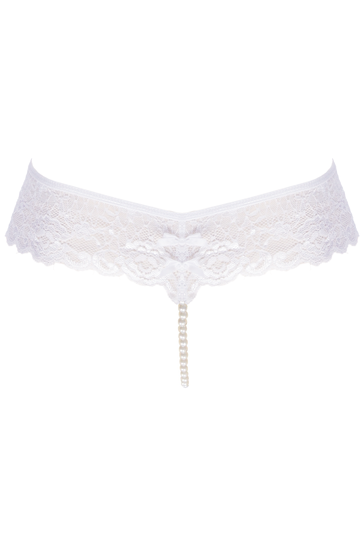 LOVE & LACE WHITE LACE PEARL THONG | Lingerie Letters