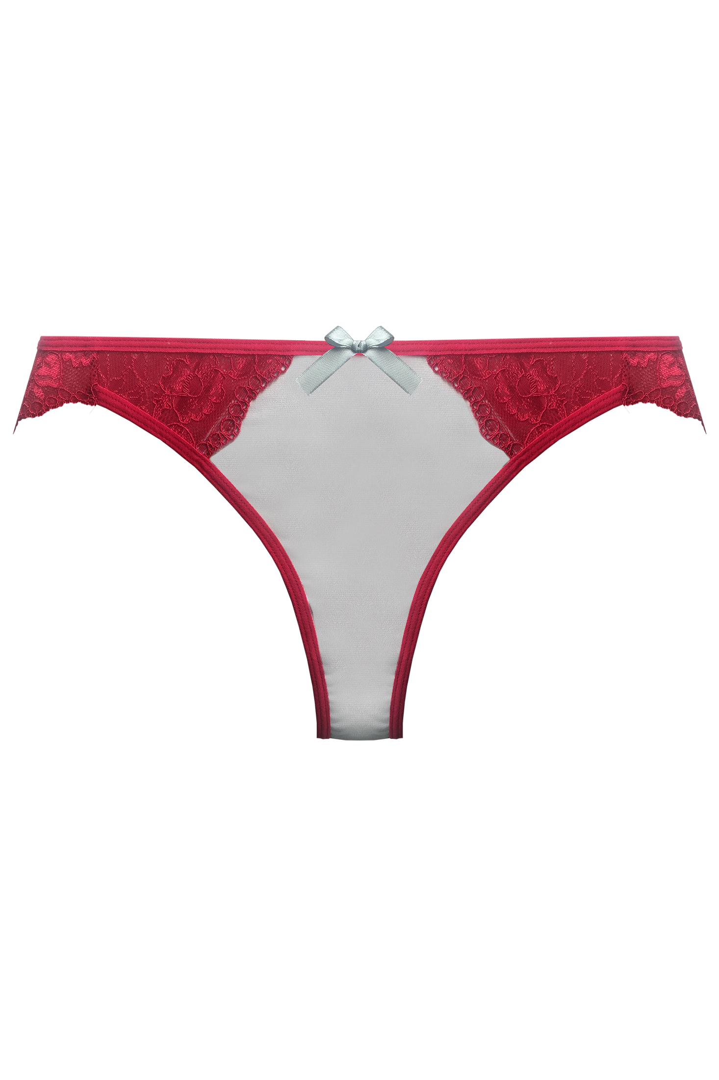 LL GREY & RED LACE THONG - Lingerie Letters