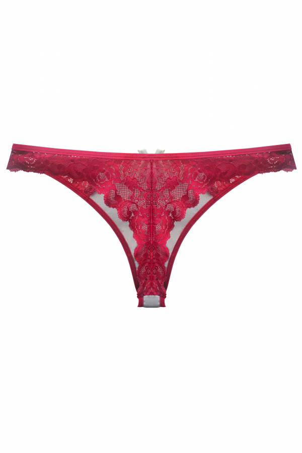 JUNE '17 - GREY & RED LACE THONG-2242
