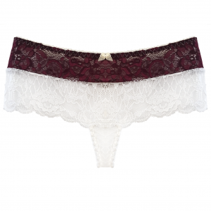 LL Burgundy Cream Lace Thong