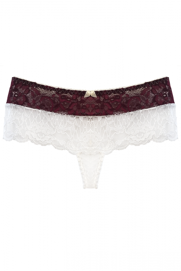 LL Burgundy Cream Lace Thong