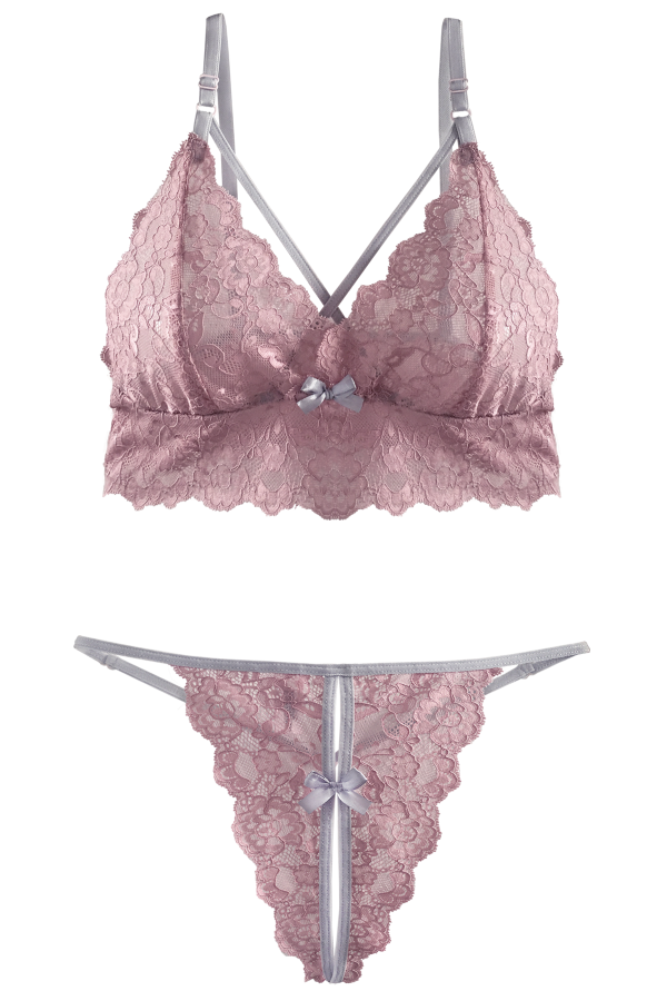 BLUSH PINK BRALETTE & SPLIT CROTCH T-STRING SET-0