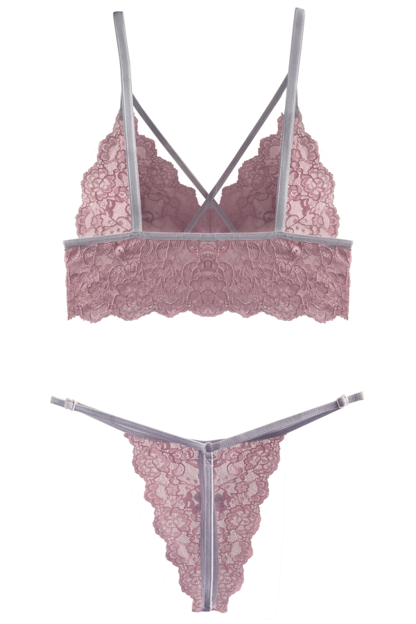BLUSH PINK BRALETTE & SPLIT CROTCH T-STRING SET-2841