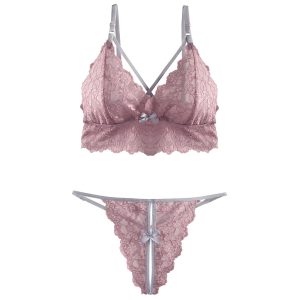 SHOP OUR LINGERIE LETTERS - BLUSH PINK LACE BRALETTE & SPLIT CROTCH T-STRING SET ONLINE SOUTH AFRICA.