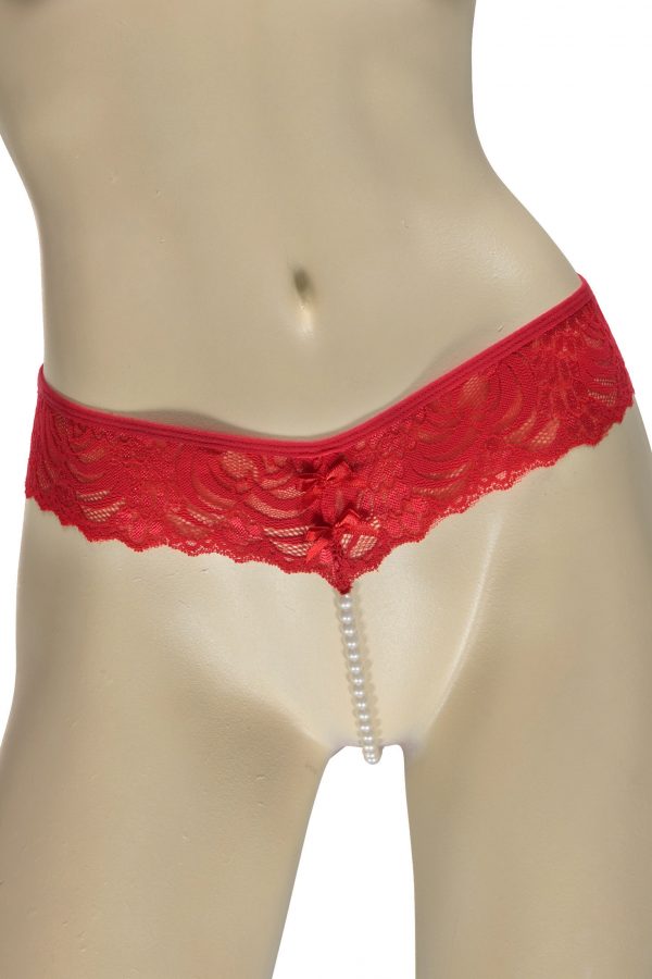 SHOP OUR LINGERIE LETTERS - RED BRALETTE & PEARL THONG SET ONLINE SOUTH AFRICA.
