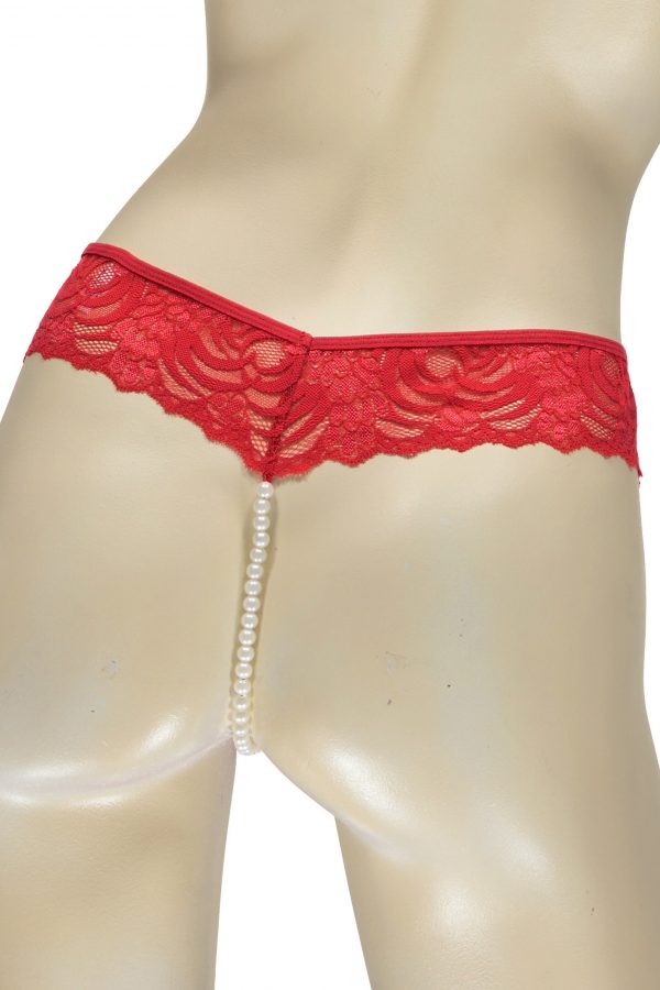 SHOP OUR LINGERIE LETTERS - RED BRALETTE & PEARL THONG SET ONLINE SOUTH AFRICA.