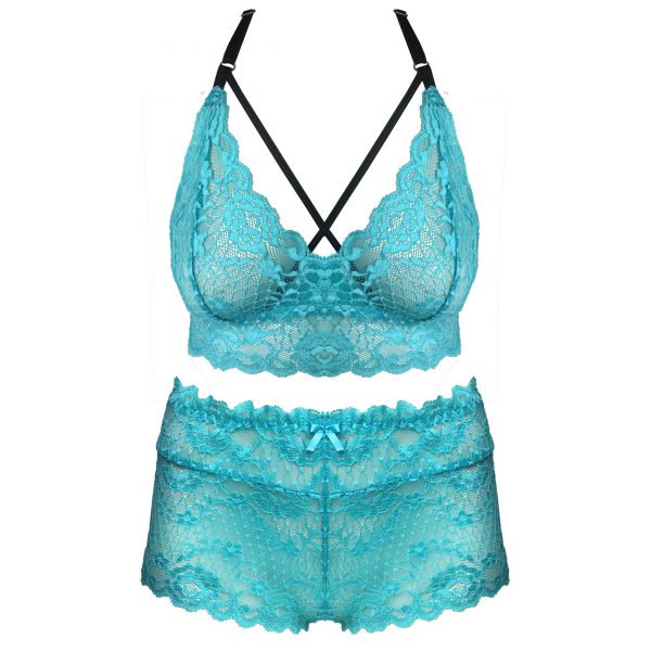 SHOP OUR LINGERIE LETTERS - TURQUOISE BRALETTE & BOYSHORT SET ONLINE SOUTH AFRICA.