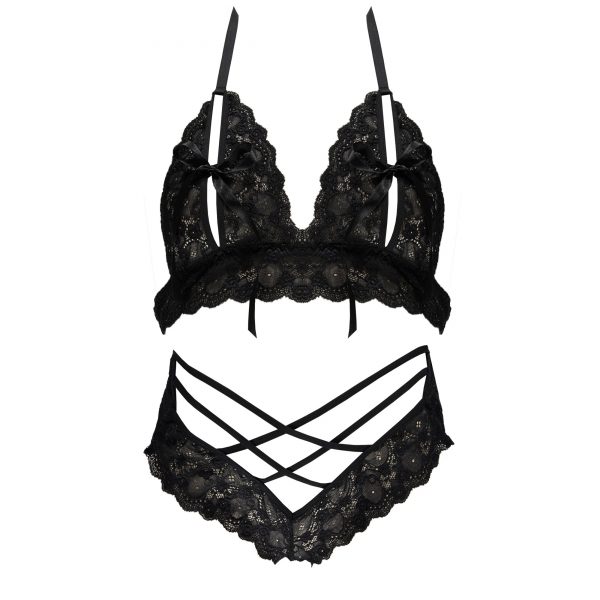 SHOP OUR LINGERIE LETTERS - BLACK BRALETTE & CRISSCROSS BRIEF SET ONLINE SOUTH AFRICA.