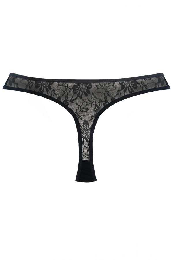 Lingerie Letters Women's Matt Black Thong