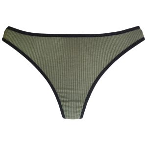 Lingerie Letters Women's Ribbed Olive Thong