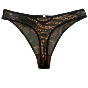 Lingerie Letters Women's Leopard Thong Back