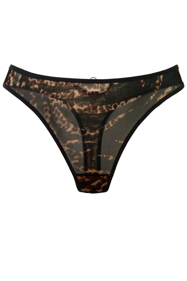 Lingerie Letters Women's Leopard Thong Front