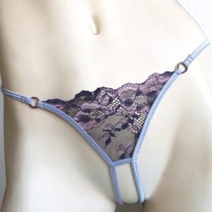 LINGERIE LETTERS WOMEN'S GALLOON LACE CROTCHLESS G-STRING FRONT