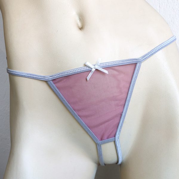 LINGERIE LETTERS - PINK MESH CROTCHLESS G-STRING FRONT