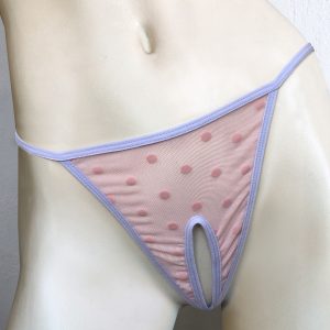 Lingerie Letters Pink Dotty Split Crotch T-string. Shop sexy, naught and sultry Women's crotchless panties online in South Africa.