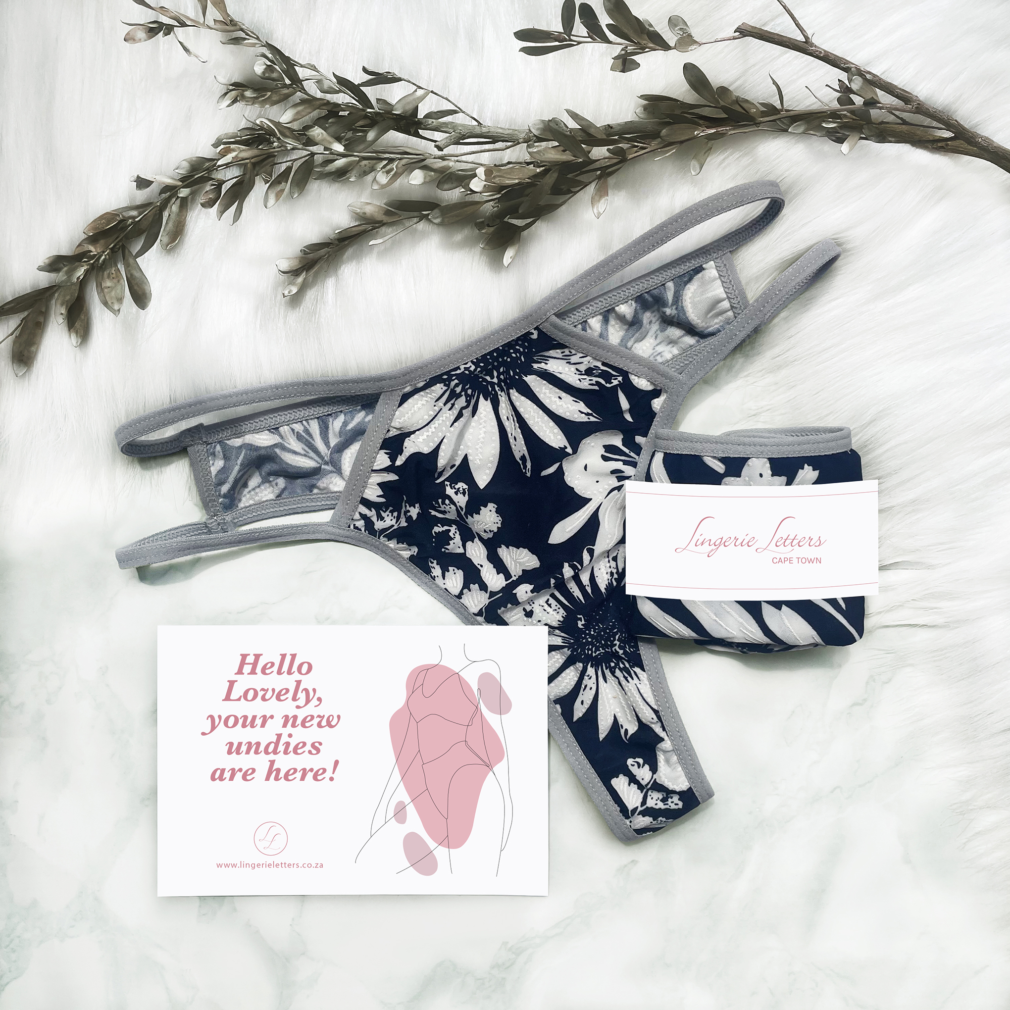 Lingerie Letters Floret Thong