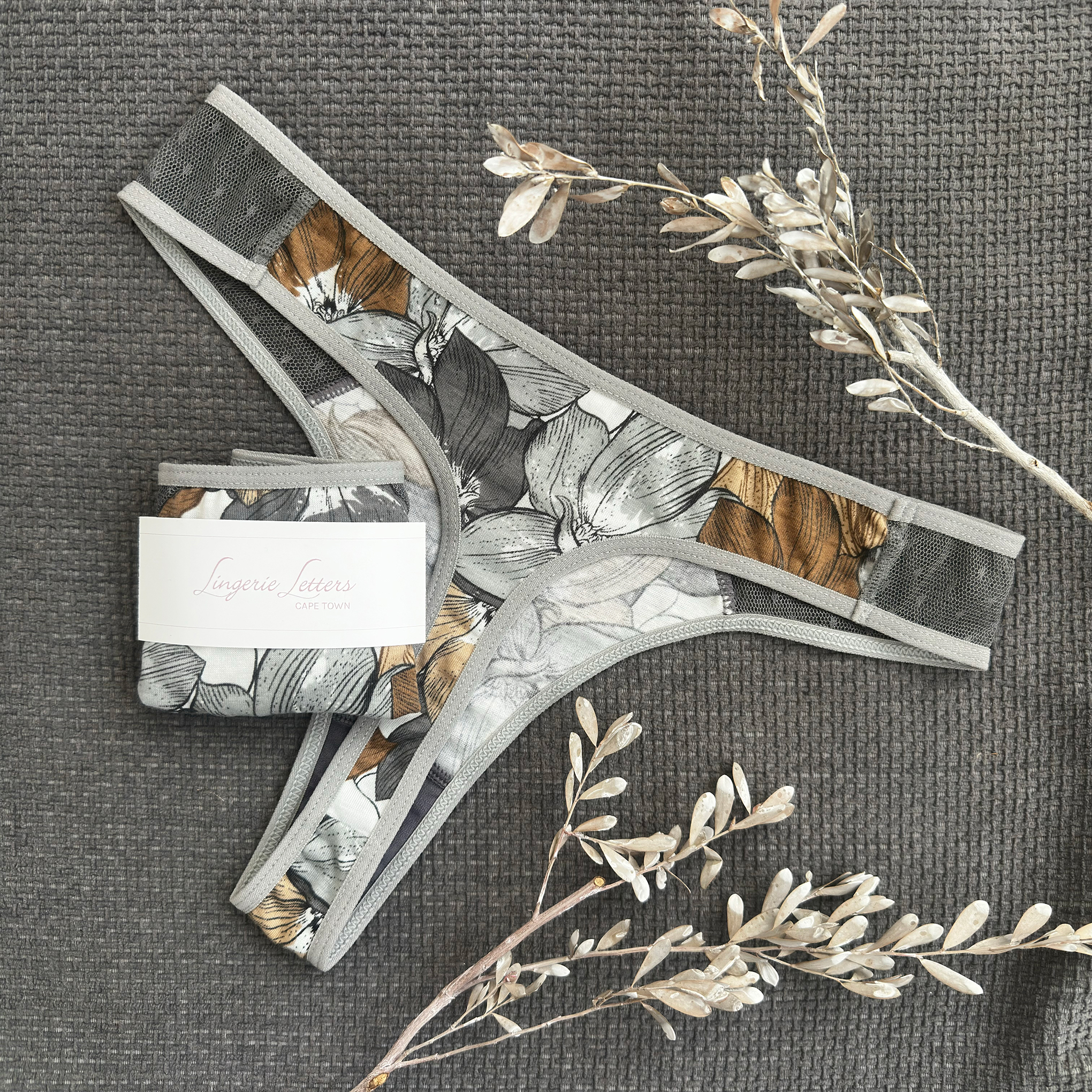 Lingerie Letters Winter Blooms Thong - Image 2