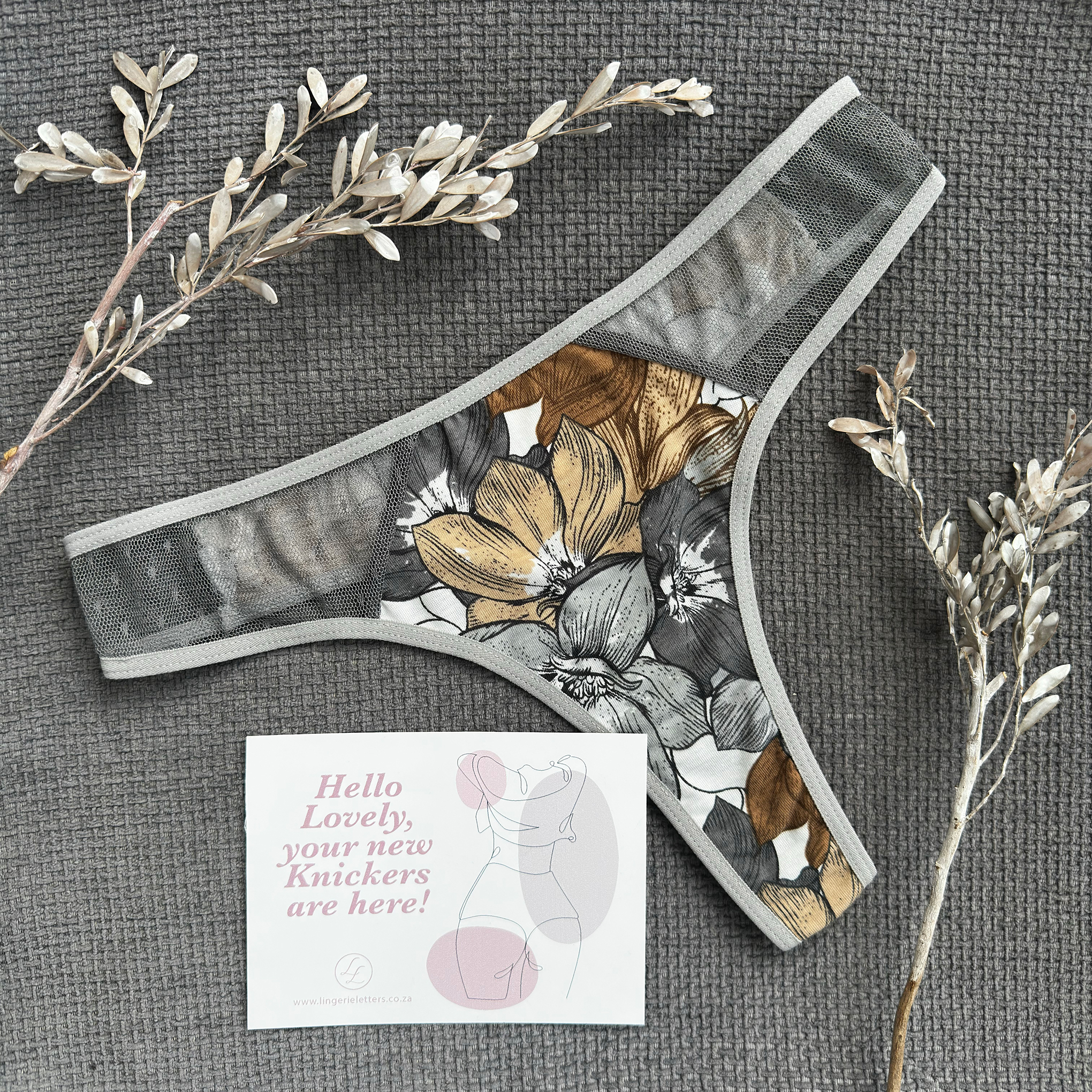 Lingerie Letters Winter Blooms Thong
