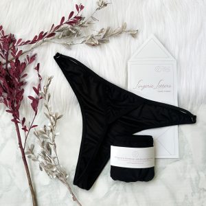 Lingerie Letters Onyx Thong black women's underwear handmade in Cape Town South Africa
