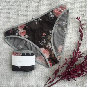 Chocolate Rose Floral Mesh Bikini Brief
