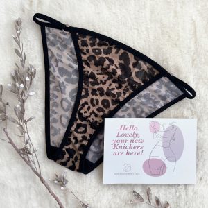 Lingerie Letters Leopard Print Tanga in soft leopard print stretch mesh